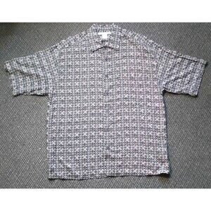 Knightsbridge Shirt Mens Medium M Gold Gray Geometric Checkered Short Sleeve
